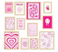 97 Decor Décoration murale rose Preppy esthétique - Affiches murales roses mignonnes pour chambre à coucher, adolescentes, appartement et dortoir (20,3 x 25,4 cm sans cadre)