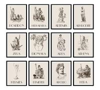 97 Decor Décorations sur le thème de la mythologie grecque, affiches de dieux, impression d'art, affiches Aphrodite, Poséidon, Athéna (20,3 x 25,4 cm sans cadre)