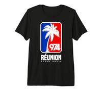 974 Réunion - NB1 - Blue and Red V T-Shirt Haut de Gamme