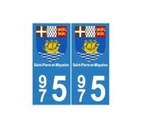 975 Saint-Pierre-et-Miquelon sticker autocollant plaque europe - Angles : droits