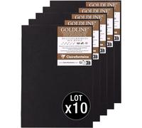 975524cpack Un Lot De 10 Carnets Piqués Goldline - 20 Feuilles Papier Dessin Blanc - A5 14,8x21 Cm 140g - Format Portrait - Couvertures Souples Noires