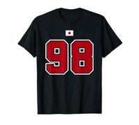 98 Numéro College Style Vintage Rouge Blanc Japon Drapeau T-Shirt