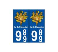 989 Clipperton île sticker autocollant plaque - Angles : arrondis