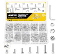 989 Pièces Coffret Boulons et Écrous M2 Complet, Vis à Tête Cylindrique à Empreinte Hexagonale avec Écrous et Rondelles, Acier Inoxydable 304 pour Réparation Machines et Bricolage llen Incluse