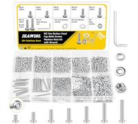 989 Pièces Coffret Boulons et Écrous M2 Complet, Vis à Tête Ronde à Empreinte Hexagonale avec Écrous et Rondelles, Acier Inoxydable 304 pour Réparation Machines et Bricolage llen Incluse
