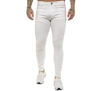 989Zé ENZO EZ326 Jean stretch super skinny pour homme Coupe SIM Toutes tailles, blanc, 32 W /30 L