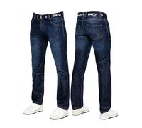 989Zé ENZO Jean homme classique coupe droite décontracté en coton coupe regular pantalon denim ceinture gratuite, noir foncé, 32W / 32L