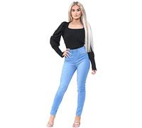 989Zé ENZO Jean skinny taille haute extensible pour femme Taille élastique, bleu clair, 44