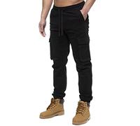 989Zé ENZO Jeans cargo pour homme avec taille élastique, Noir , 38 cm