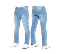 989Zé ENZO Nouveau Jeans pour homme Stretch Jambe droite décontracté Coupe régulière Denim basique classique, bleu clair, 30W / 32L