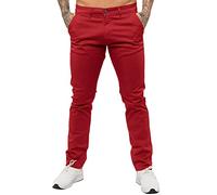 989Zé ENZO Pantalon chino extensible pour homme Coupe ajustée, Rouge, W34/L34