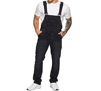 989Zé ENZO Salopette en jean pour homme Bleu Taille 30-50, Noir , 44W / 32L