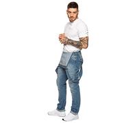 989Zé ENZO Salopette en jean pour homme - Denim EZD390 - Designer - Coton - Salopette robuste - Tailles de 76,2 à 127 cm, bleu, 32W / 32L