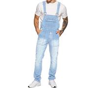 989Zé ENZO Salopette en jean pour hommes - Bleu délavé - Salopette de travail décontractée - Jeans - Tailles de 76,2 à 127 cm, bleu, 46W / 32L