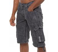 989Zé ENZO Shorts pour hommes EZS404 avec poches cargo de combat brut, en denim, longueur genou, style décontracté, gris foncé, 40W