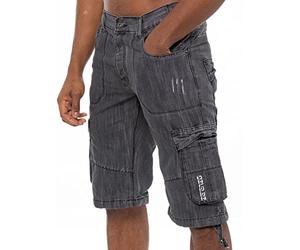 989Zé ENZO Shorts pour hommes EZS404 avec poches cargo de combat brut, en denim, longueur genou, style décontracté, gris foncé, 40W