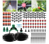 98FT Drip Irrigation System, Micro Garden with 1/4 inch Tubing & Adjustable Misting Nozzle Sprinkler, Automatic Watering for Greenhouse, Yard, Lawn, Plant