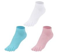 99% coton Chaussettes à orteils pour femme Baskets Tige courte Hauteur cheville Chaussettes F907 (FR/ES, Numérique, 35, 38, Taille normale, Taille normale, Blanc x 1, Rose x 1, Bleu ciel profond x 1)