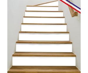 99 Déco - Contremarches adhésives en PVC pour escalier - Lot de 5-18 x 100 cm - Essentiel blanc