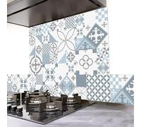 99 Déco Fond de hotte Aluminium Effet Carreaux de Ciment Bleu