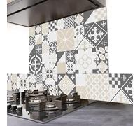 99 Déco Fond de hotte Aluminium Effet Carreaux de Ciment Gris
