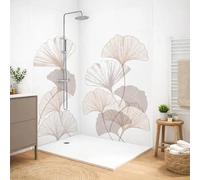 99 Déco Panneaux Muraux de Douche en Aluminium Composite, Blanc Floral, 90x220 cm et 120x220 cm, 3mm Épaisseur, avec 3 Profilés Blancs