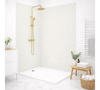 99 Déco Panneaux Muraux de Douche en Aluminium Composite, Blanc Pierre Claire, 90x220 cm et 120x220 cm, 3mm, avec Profilés Blancs
