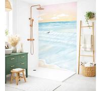 99 Déco Panneaux Muraux de Douche en Aluminium Composite, Bleu et Blanc, 90x220 cm et 120x220 cm, 3mm, avec Profilés Blancs, Installation par Collage