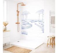 99 Déco Panneaux Muraux de Douche en Aluminium Composite, Bleu et Blanc, 90x220 cm et 120x220 cm, 3mm, avec Profilés, Installation par Collage