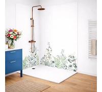 99 Déco Panneaux Muraux de Douche en Aluminium Composite, Motif Floral Multicolore, 90x220 cm et 120x220 cm avec Profilés Blancs, Installation par Collage