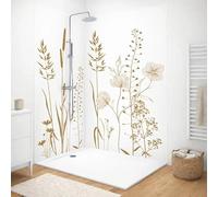 99 Déco Panneaux Muraux de Douche en Aluminium Composite, Motif Végétal Marron, 90x220 cm et 120x220 cm avec Profilés Blancs, 3mm