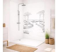 99 Déco Panneaux Muraux de Douche en Aluminium Composite, Noir et Blanc, 90x220 cm et 120x220 cm, avec Profilés Blancs, Installation par Collage