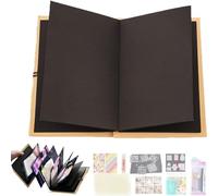 99+ Inch Accordion Foldable Scrapbook Album,Stretchable DIY Fold-Out Photo Book,Handmade Memory Book with Blank Pages,Vintage Kraft Paper Kit for Travel Stories & Family Keepsakes (Black, 8.2*11 in)