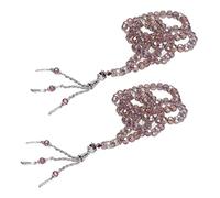 99 Perles Perles de Prière Musulmanes Glaçure Colorée Collier Mala Bouddhiste Extensible Bracelet Cadeau de Faveur de Mariage Islamique, Lot de 2(Gris argent)