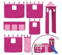 99050& Rideaux pour Lit combiné mezzanine - KALISSE - avec tour rose polyester - L100x l75 cm