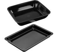 9929450 Set De 2 Plats À Four,Plat De Cuisson,Plaque À Pâtisserie,Plat Four,Plaque Pâtisserie,Acier,Email,Noir,42 X 29 X 4 Cm Et 40 X 34 X 8 Cm.[K122]