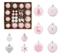 [9934443]Ensemble de Boules de Noël 40 pcs Blanc et rose - Décoration de Fête pour Noël salon/jardin,Poids:0.41 Kg