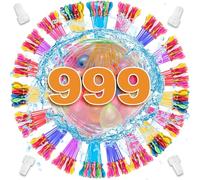 999 Pièces Bombe a Eau,Ballon a Eau Réutilisable avec 4 Raccords de Robinet,Colorés Ballon Bombe a Eau à Fermeture Automatique à Remplissage Rapide,pour Famille,Jardin,Plage,Fête au Bord de Piscine