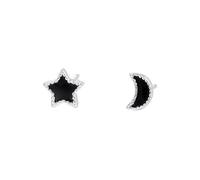 999 Pure Silver Boucles d'oreilles étoile et lune résine (argent)