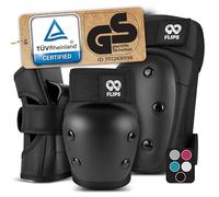 99FLIPS Protection Roller Adulte et Adolescent - Protection Skateboard Adulte - pour avec Genouillère, Coudiere - équipement trotinette Freestyle Inline, BMX Patins à Glace - DIVE M Noir