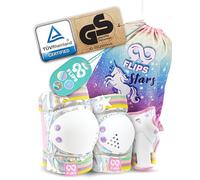 99FLIPS Protection Roller Enfant Fille - Protection Velo Enfant 3 Ans Genouillère - Protege Genoux BMX et Skateboard - Patin a Roulette Fille Patins à Glace - Taille XS Argent Magique