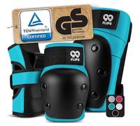 99FLIPS Protection skeatbord Adulte et Adolescent - Protection Patin a Roulette - pour avec Genouillère, Coudiere - équipement Trottinette Freestyle Inline Skate e BMX - DIVE L Bleu Clair