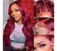 99j Bourgogne Lace Front Perruques Cheveux Humains 13x4 Body Wave Lace Front Perruques Cheveux Humains Densité 150% Vin Rouge Couleur Perruques for Femmes HD Transparent Lace Perruque de Cheveux Humai