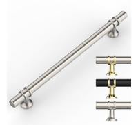 9BUILD EU0044 - Lot de 10 poignées d'armoire - En nickel brossé - Espacement des trous : 192 mm - Pour armoires de cuisine - Poignées moletées