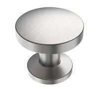 9BUILD Lot de 10 boutons d'armoire ronds en nickel satiné brossé de 3,5 cm pour armoires, commodes, tiroirs de commode