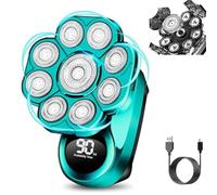 9D Floating Head Shaver for Bald Men,IPX6 Waterproof Wet Dry Shaving with LED Display,Portable Pocket Size Electric Shaver,USB Fast Charging Beard Shavers for Travel Office Business Trip (Blue)
