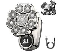 9D Floating Head Shaver for Bald Men,IPX6 Waterproof Wet Dry Shaving with LED Display,Portable Pocket Size Electric Shaver,USB Fast Charging Beard Shavers for Travel Office Business Trip (Silver)