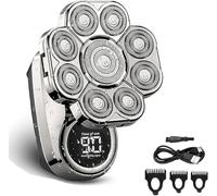 9D Floating Head Shaver,IPX6 Waterproof Wet Dry Shaving with LED Display,Portable Pocket Size Electric Shaver for Bald Men,USB Charging Beard Shavers for Travel Office Business Trip (Silver)