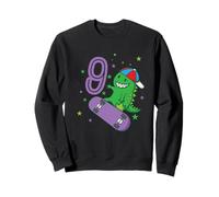 9e Anniversaire Dinosaure sur Skateboard garçon Sweatshirt