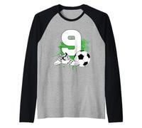 9e Anniversaire garçon 9 Ans Footballeur Anniversaire de Manche Raglan